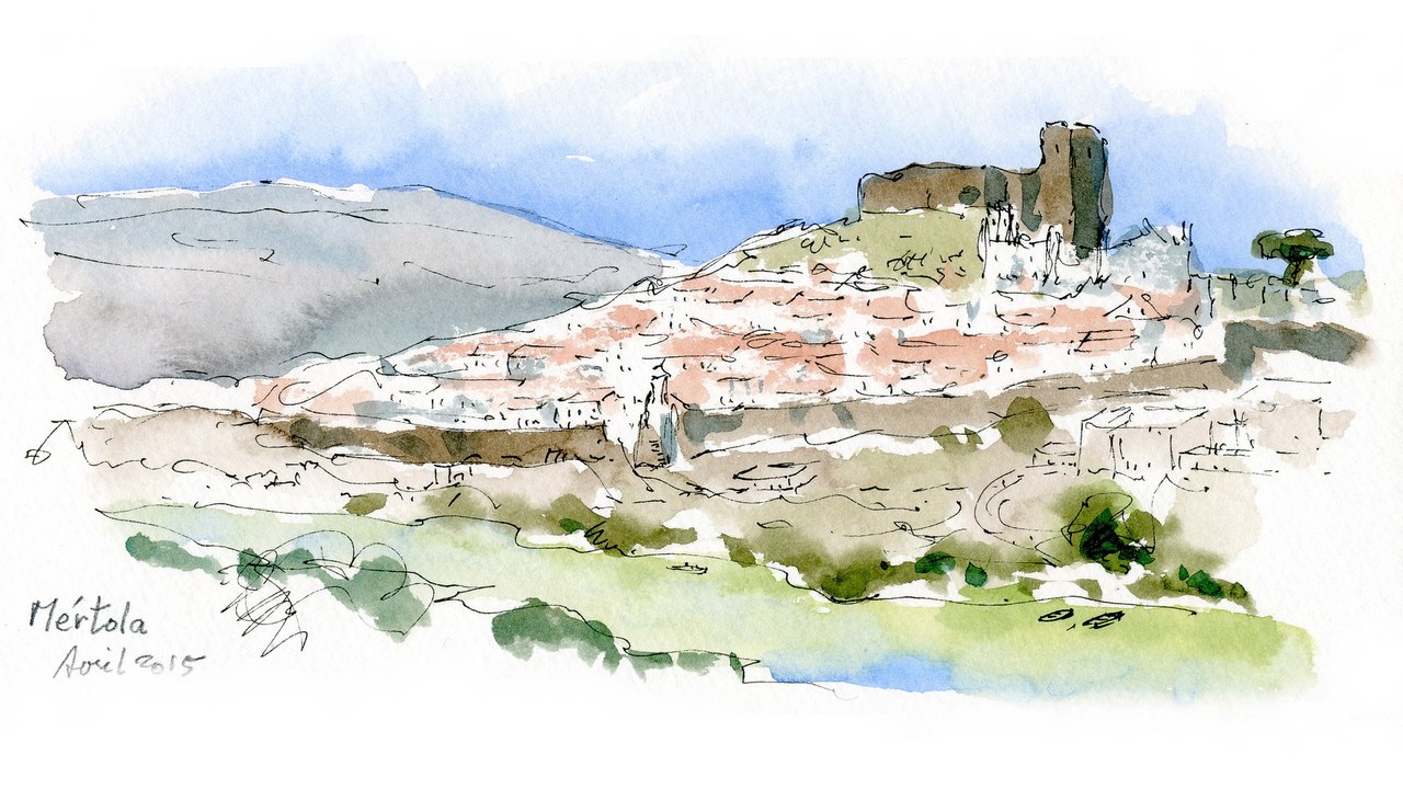 Espirito Santo : croquis - aquarelle rapide en Alentejo.