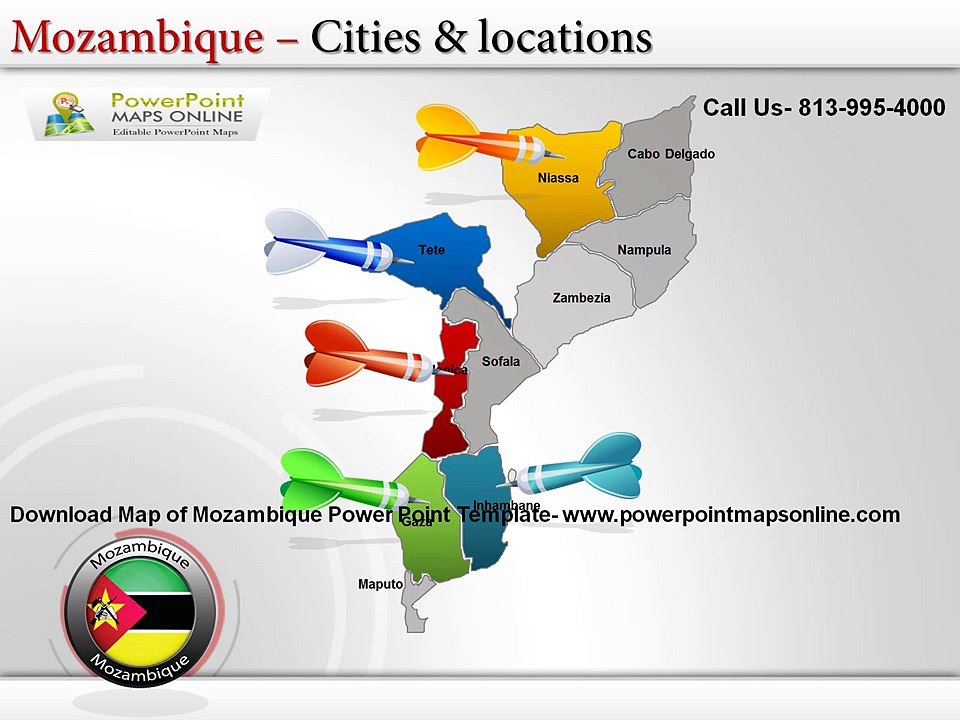 Map of Mozambique Power Point Template