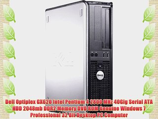 Download Video: Dell Optiplex GX620 Intel Pentium 4 2800 MHz 40Gig Serial ATA HDD 2048mb DDR2 Memory DVD ROM