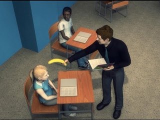 女子生徒にバナナこすりつける