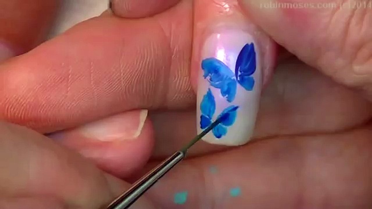 Blue Butterfly Nail Art Design Tutorial