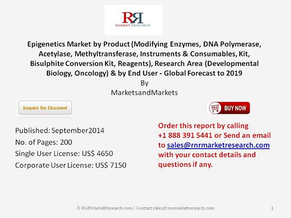 2019 Global Epigenetics Market Research on Market Shares and Growth Strategies