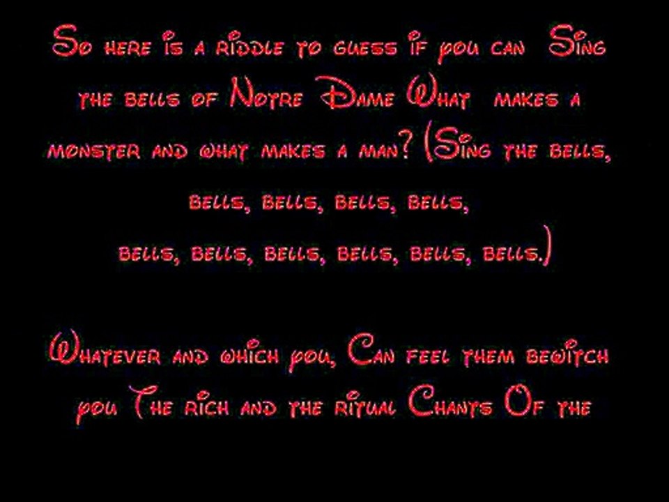 The Bells Of Notre Dame (Reprise) - The Hunchback Of Notre Dame Lyrics HD