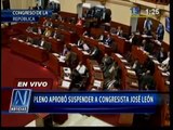 Congreso suspendió a legislador José León por ocultar información sobre narco