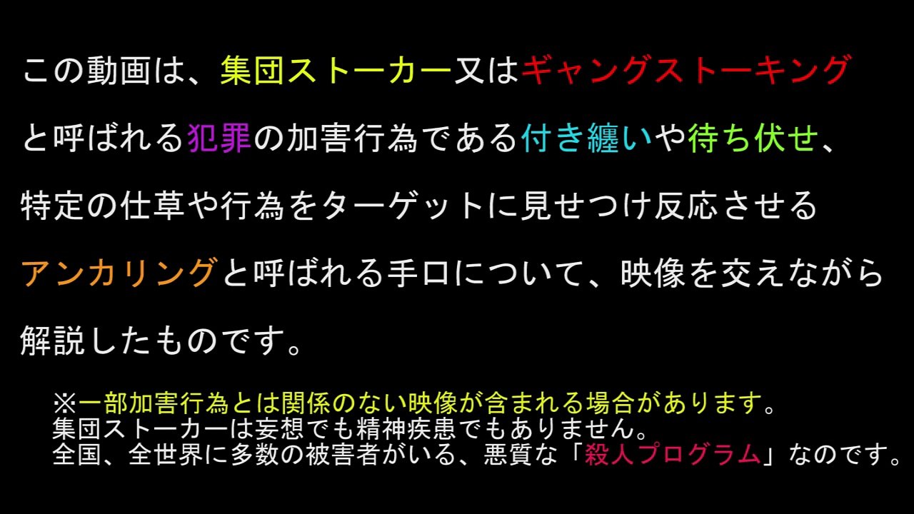 ザ・集団ストーカーズ その1　Organized stalking,Gang stalking,Cointelpro Japan　vo.1