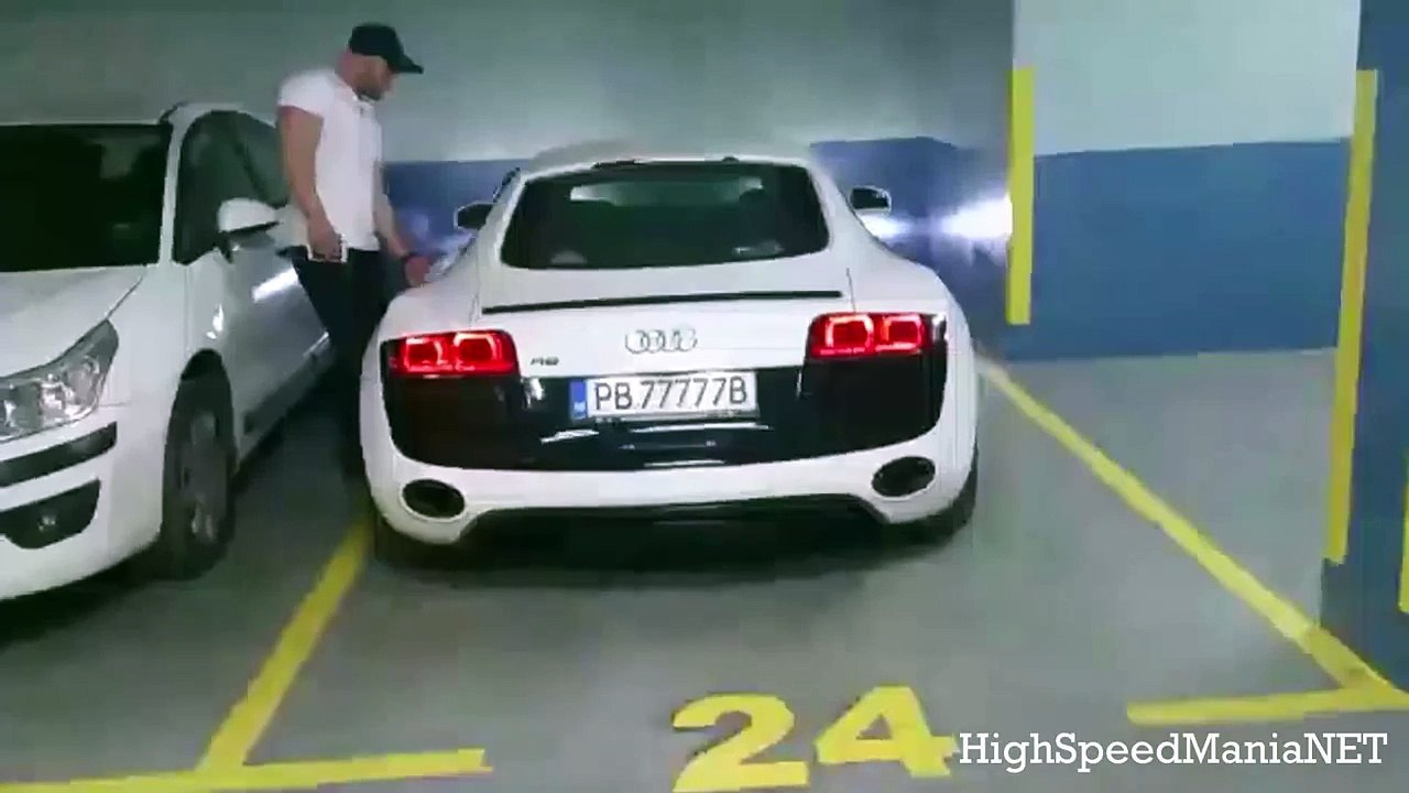 Audi R8 V10 - Cold Start + Closed Parking REVS!