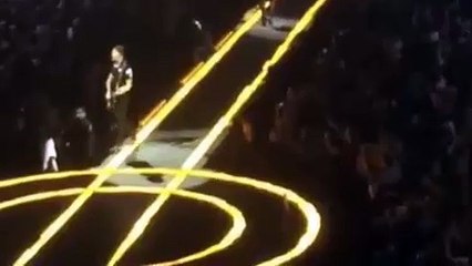 The Edge falls off stage during U2's opening night in Vancouver, lol