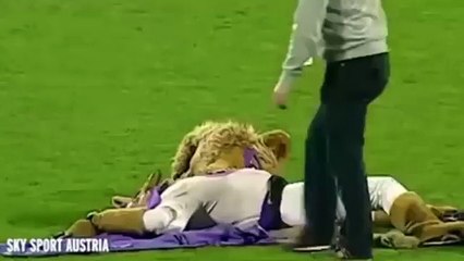 Mascote bêbado chama atenção na Áustria