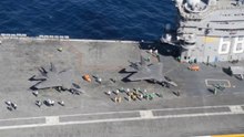 [軍事紀錄-JSF聯合攻擊戰鬥機系列]F-35C VC型艦載戰機，編號CF-03與CF-05首次編隊起降於尼米茲號航母（CVN-68）飛行甲板訓練