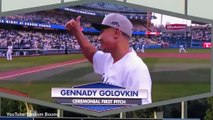 Gennady Golovkin throws 1st Pitch at Dodgers baseball game