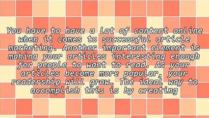Article Marketing Tips That Are Simple And Helpful