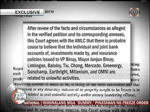 Bank accounts ng pamilya Binay, may freeze order