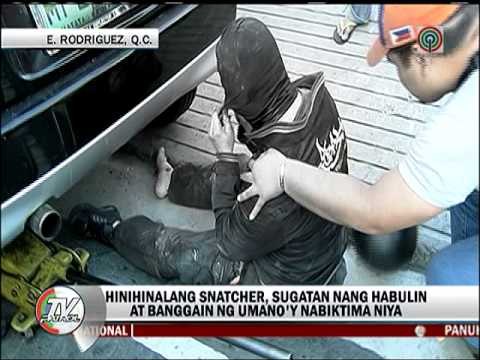 Hinihinalang snatcher, binangga ng 'biktima'