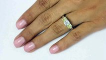 ER-1009 - 2.34 Carat Fancy Yellow & White Radiant Cut Three Stone Diamond Engagement Ring