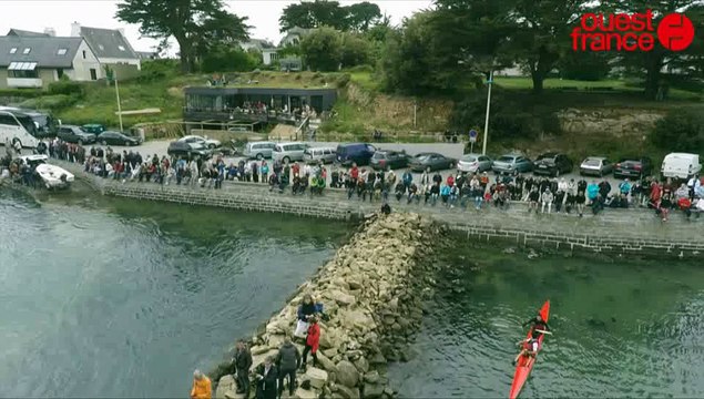 Passage du gué de Berder vu du ciel lors de la Semaine du Golfe 2015
