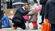 David Beckham - Walking with his daughter in London