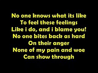 Behind Blue Eyes On Screen Lyrics by Limp Bizkit