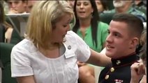 Marine surprises sister during graduation.