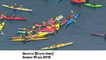 Des centaines de kayaks manifestent contre une plateforme pétrolière aux Etats-Unis