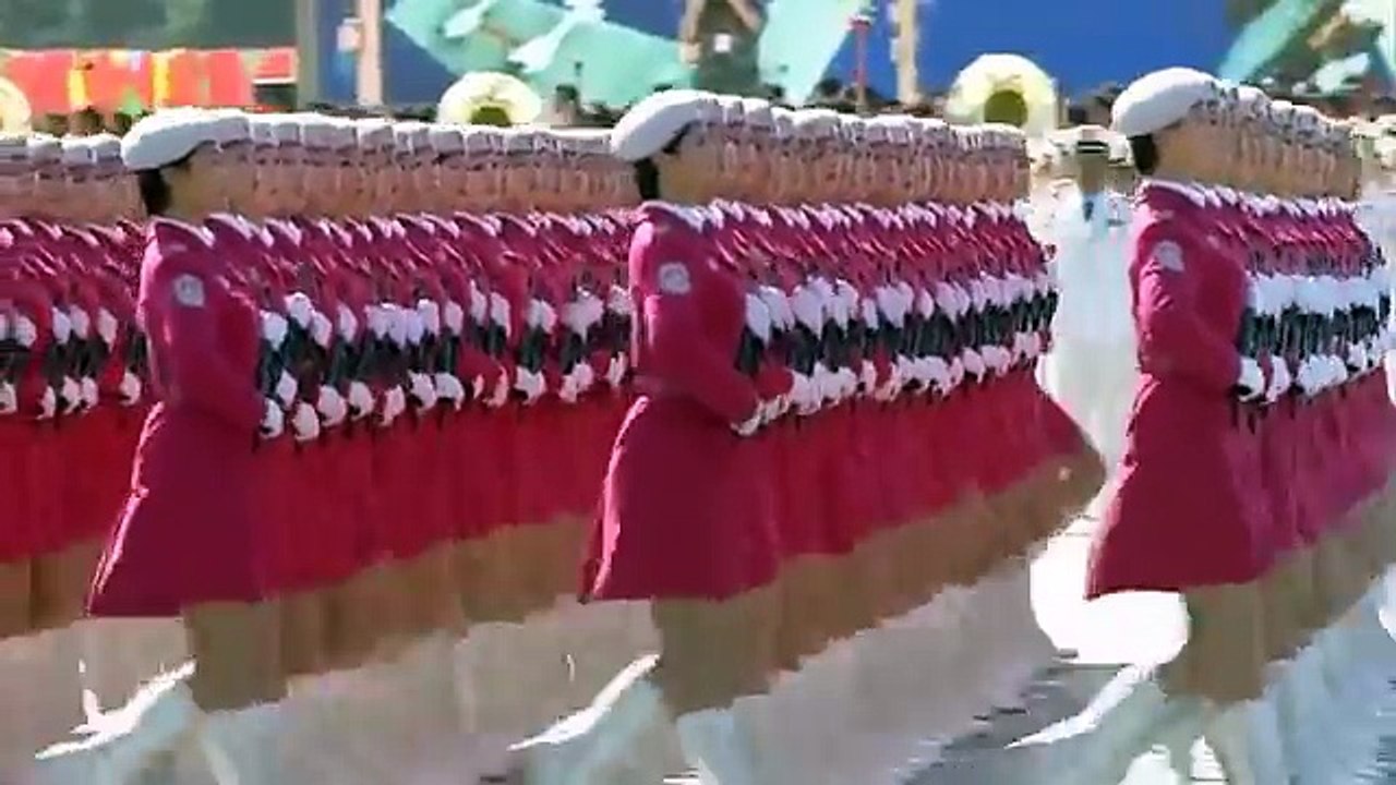 Chinese Beautiful Pink Army March Past 中華人民共和國國慶