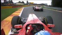 F1 2011 - R12 - Alonso and Hamilton overtake Massa Spa onboard