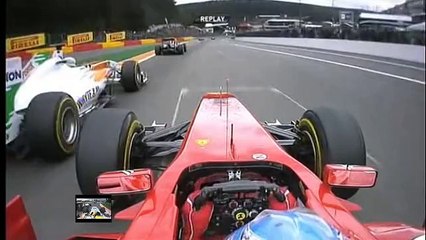F1 2011 - R12 - Alonso onboard overtakes Sutil and Webber