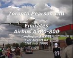 Emirates Airbus A380 landing in Toronto Pearson Airport - low approach over Airport Rd!