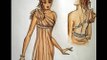 Emmy Rossum Silk Dress in Tan Greek Style: Advanced Fashion Design Drawing Tutorial