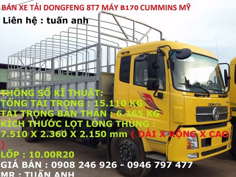 Xe tải Dongfeng 4 chân = Giá bán xe tải Dongfeng 17T5 Hoàng Huy
