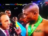 BOXE : LA REACTION DU CHAMPION CONGOLAIS JUNIOR MAKABU APRES SA VICTOIRE FACE AU SUD AFRICAIN THABISO NCHUNU