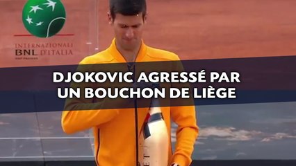 Novak Djokovic agressé par un bouchon de liège