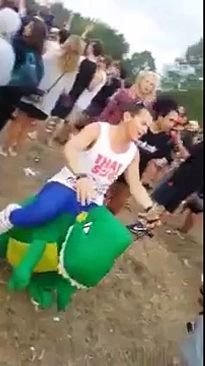 the men dances with his toy