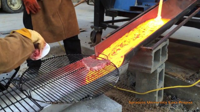Lava-cooked steaks in upstate New York
