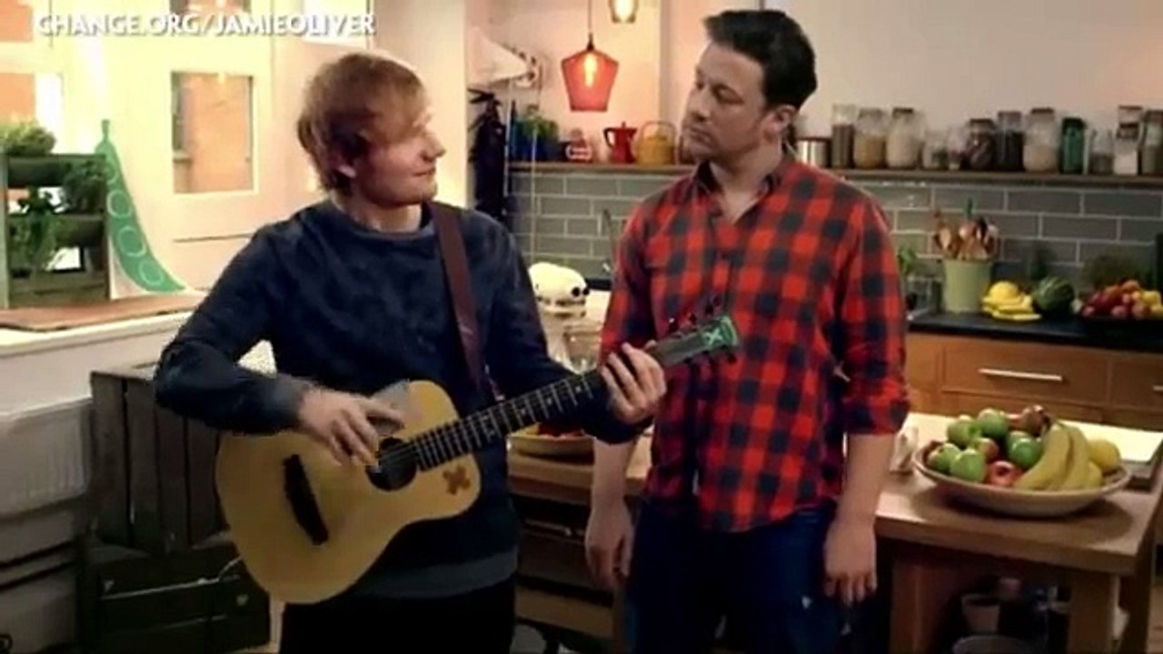 ▶ Ed Sheeran and Hugh Jackman support Jamie Oliver for Food Revolution Day - YouTube [360p]