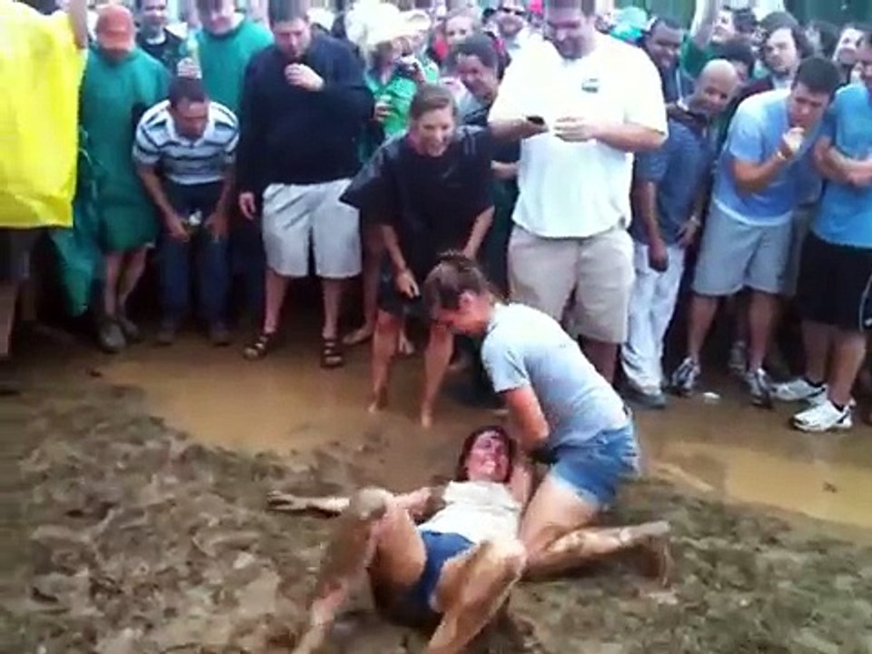 Mudwrestling near turn 3 of the Kentucky Derby Infield