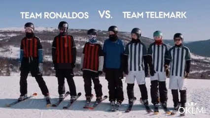 Ils jonglent avec des skis à leurs pieds