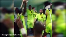 Barcelona players celebrate winning title in dressing room