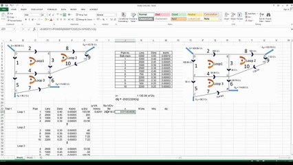 Pipe network analysis in Excel using Hardy cross method (English)