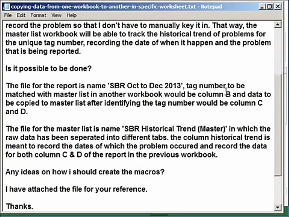 Copy Data from one Workbook to Another in Specific Worksheet