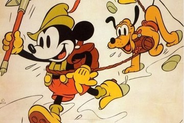 Alpinistas (1936) Walt Disney, Mickey Mouse.  dibujos animados españoles