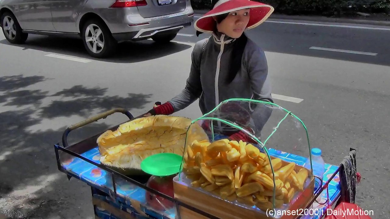 Bangkok Street Food. The Jackfruit Vendor on the Road