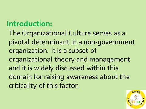 The Relief India Trust Organizational Culture
