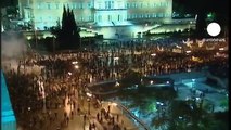 Violence erupts at Greek parliament protest