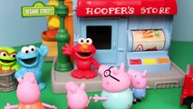 PEPPA PIG Family MOVES to Sesame Street with COOKIE MONSTER Muddy Puddles DisneyCarToys