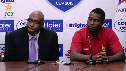Media Talk- Head of ZCU delegation Mr. Ozias Bvute and Captain Elton Chigumbura at Gaddafi Stadium Lahore