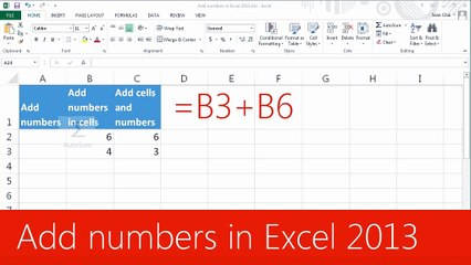 Add Numbers in Excel 2013