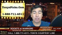 Golden St Warriors vs. Houston Rockets Free Pick Prediction NBA Pro Basketball Playoffs Game 1 Odds Preview 5-19-2015