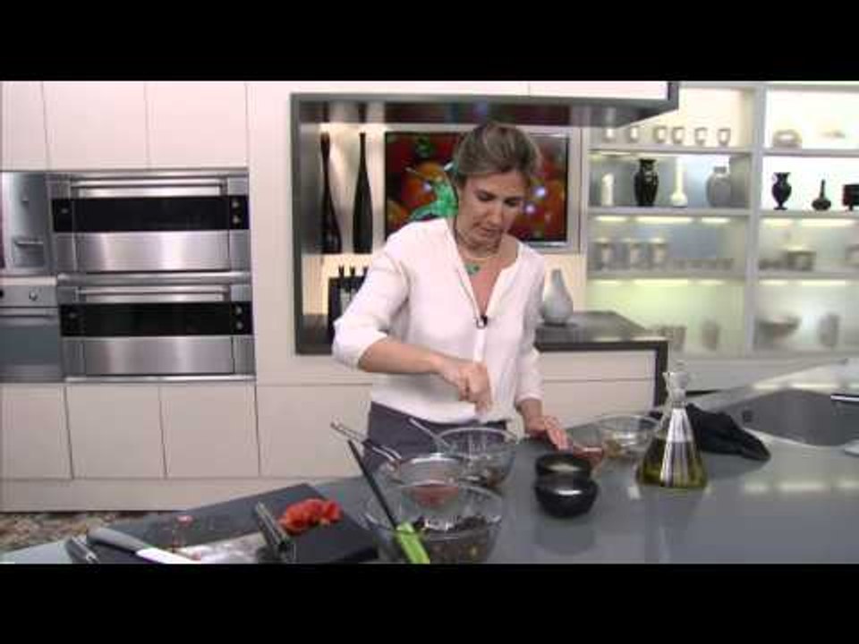 Amanida de llenties amb mango, vinagreta de ceba confitada