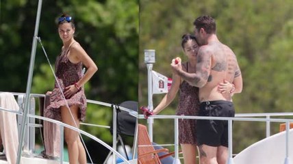 Adriana Lima Relaxes With Hunky Boyfriend On A Boat in Miami