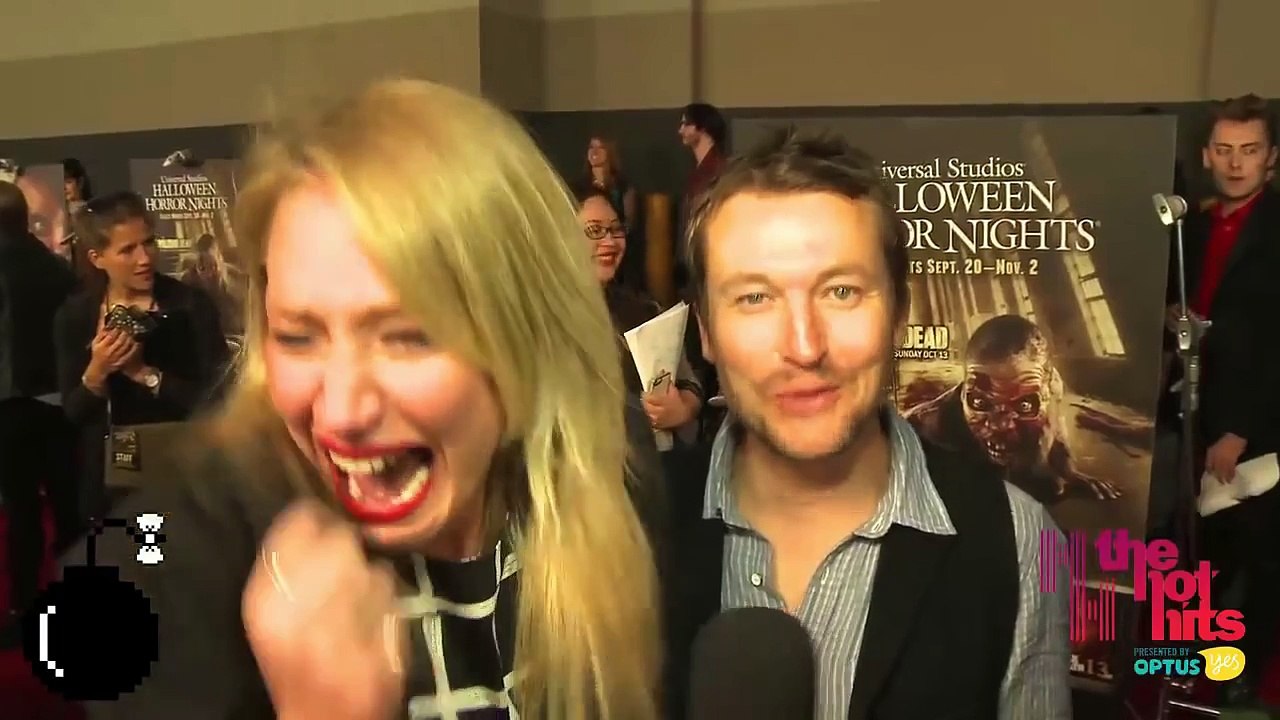 Maude Garrett freaks out after seeing Chucky mid interview with Leigh Whannell (Saw, Insidious)